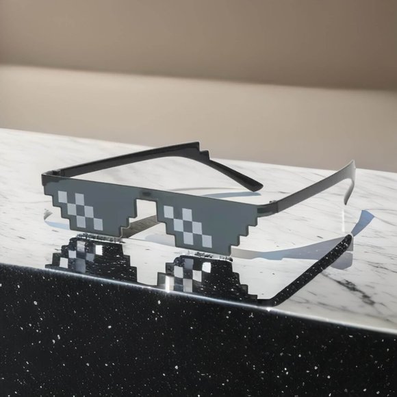 Black 8 Bit Pixel Video Game Sunglasses, Unisex Meme Pixelated Eyewear - Picture 2 of 8